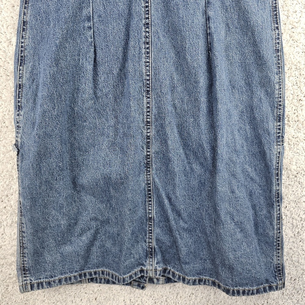 Vintage 90s Y2K Faded Glory Patchwork Flower Button Denim Skirt Boho Fringe Sz 3 - Picture 8 of 9